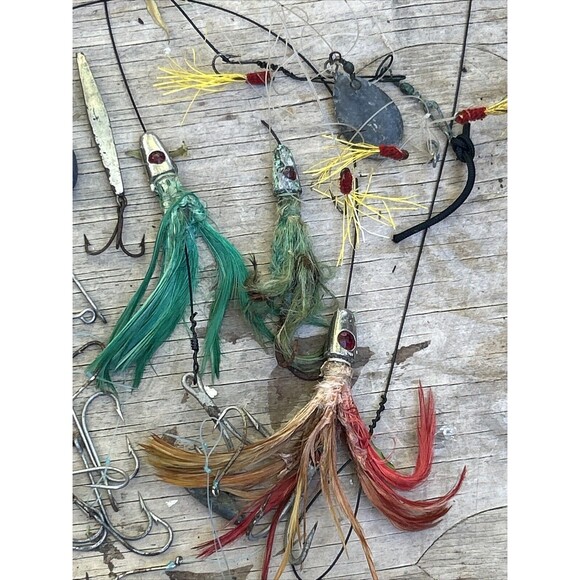 Vintage Ocean Fishing Lures Hooks Sinkers and deep sea test rope 200+ feet LOT - Picture 4 of 7